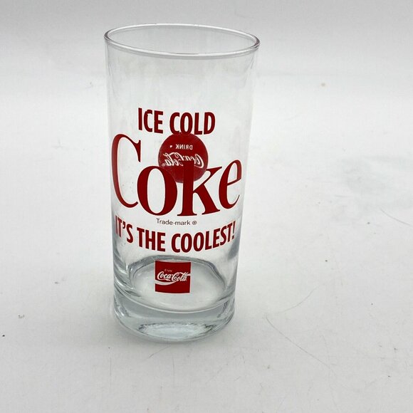 Vtg Ice Cold‎ Coke It's The Coolest Glass with Red Lettering Coca-Cola Drink 6” - Picture 1 of 8